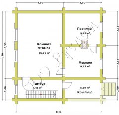 План первого этажа бани